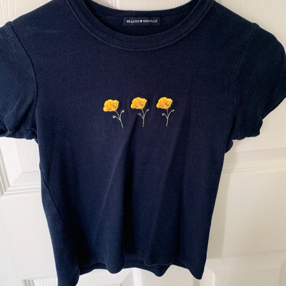 cute brandy melville poppy shirt crop top
